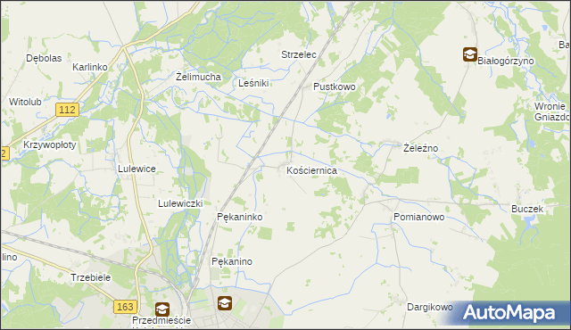 mapa Kościernica gmina Białogard, Kościernica gmina Białogard na mapie Targeo