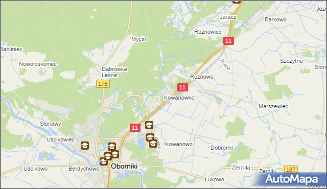 mapa Kowanówko, Kowanówko na mapie Targeo