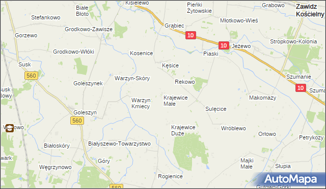 mapa Krajewice Małe, Krajewice Małe na mapie Targeo