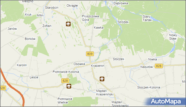 mapa Krasienin-Kolonia, Krasienin-Kolonia na mapie Targeo