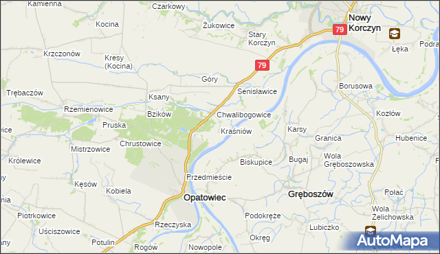 mapa Kraśniów, Kraśniów na mapie Targeo