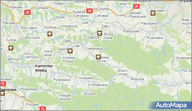 mapa Królowa Górna, Królowa Górna na mapie Targeo