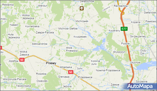 mapa Kruszew gmina Pniewy, Kruszew gmina Pniewy na mapie Targeo