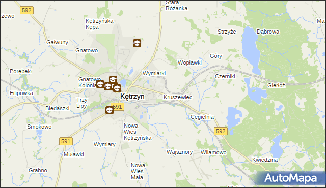 mapa Kruszewiec gmina Kętrzyn, Kruszewiec gmina Kętrzyn na mapie Targeo