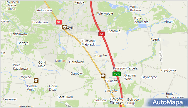 mapa Kruszów, Kruszów na mapie Targeo