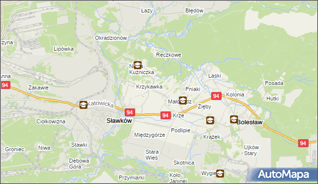 mapa Krzykawa, Krzykawa na mapie Targeo