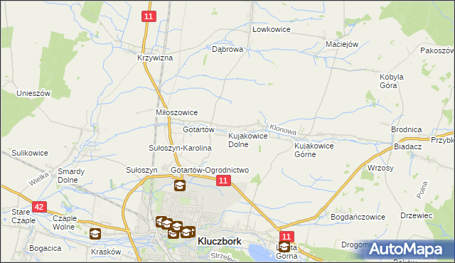 mapa Kujakowice Dolne, Kujakowice Dolne na mapie Targeo