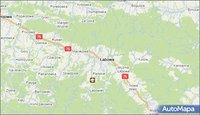 mapa Łabowa, Łabowa na mapie Targeo