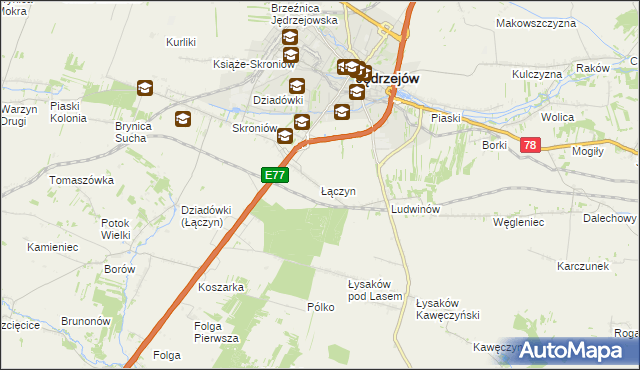 mapa Łączyn, Łączyn na mapie Targeo