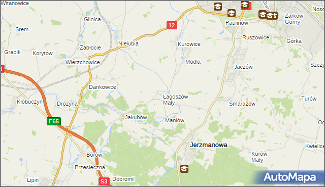 mapa Łagoszów Mały, Łagoszów Mały na mapie Targeo