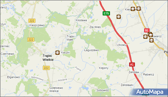 mapa Łaguszewo, Łaguszewo na mapie Targeo