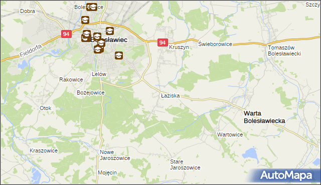 mapa Łaziska gmina Bolesławiec, Łaziska gmina Bolesławiec na mapie Targeo