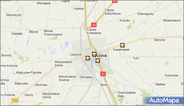 mapa Łęczyca, Łęczyca na mapie Targeo