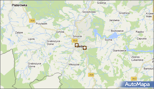 mapa Leśna powiat lubański, Leśna powiat lubański na mapie Targeo