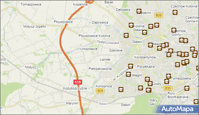 mapa Lipniak gmina Konopnica, Lipniak gmina Konopnica na mapie Targeo