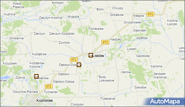 mapa Lisków, Lisków na mapie Targeo