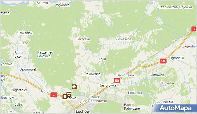 mapa Łojki gmina Łochów, Łojki gmina Łochów na mapie Targeo