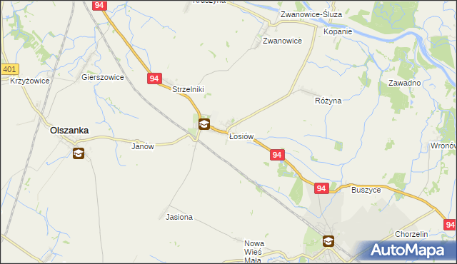 mapa Łosiów, Łosiów na mapie Targeo