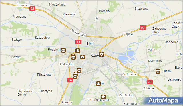 mapa Łowicza, Łowicz na mapie Targeo