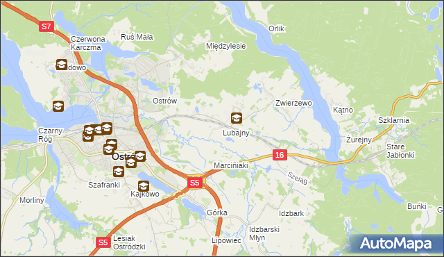 mapa Lubajny, Lubajny na mapie Targeo