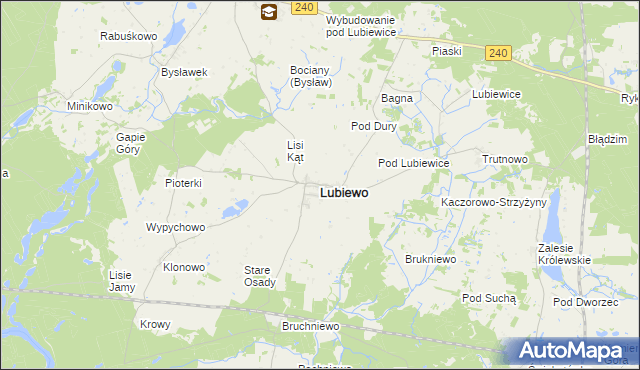 mapa Lubiewo powiat tucholski, Lubiewo powiat tucholski na mapie Targeo