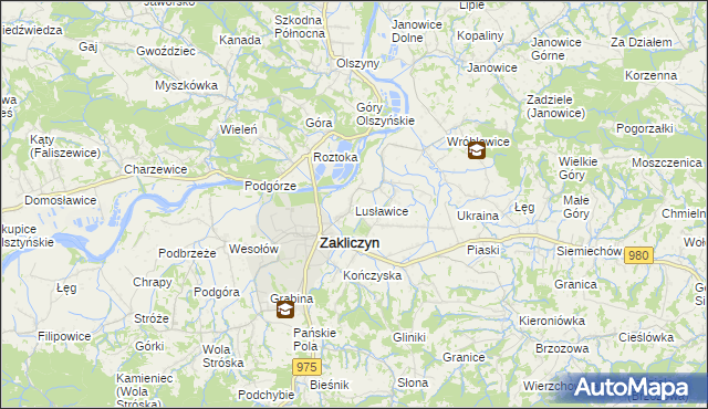 mapa Lusławice gmina Zakliczyn, Lusławice gmina Zakliczyn na mapie Targeo