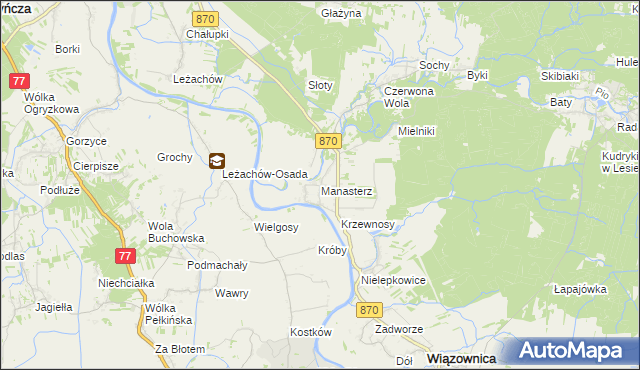 mapa Manasterz gmina Wiązownica, Manasterz gmina Wiązownica na mapie Targeo