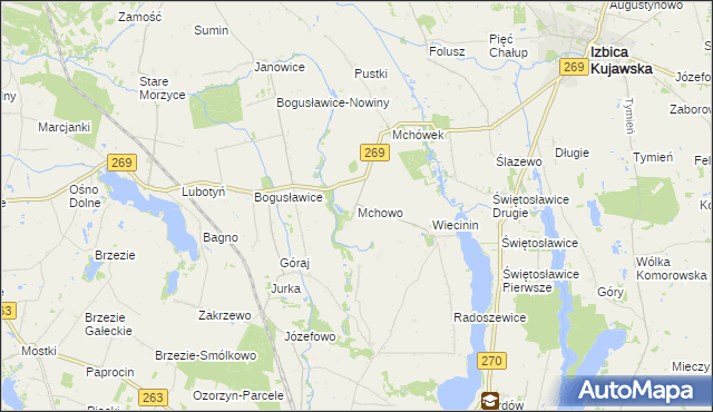 mapa Mchowo gmina Babiak, Mchowo gmina Babiak na mapie Targeo