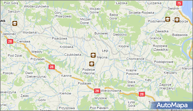 mapa Męcina, Męcina na mapie Targeo