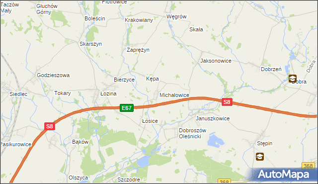 mapa Michałowice gmina Długołęka, Michałowice gmina Długołęka na mapie Targeo