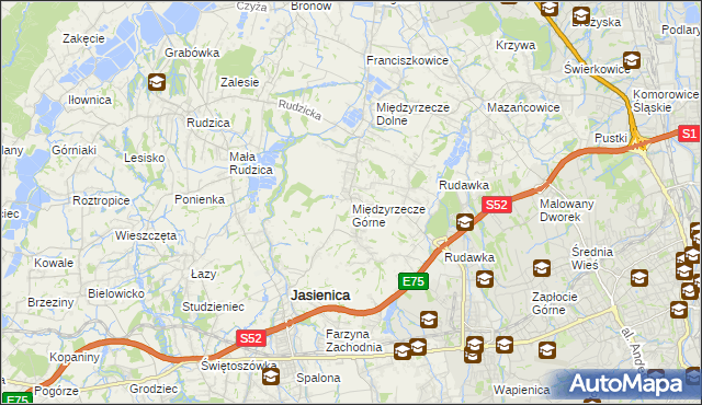 mapa Międzyrzecze Górne, Międzyrzecze Górne na mapie Targeo