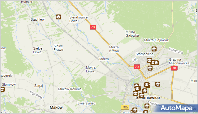 mapa Mokra gmina Skierniewice, Mokra gmina Skierniewice na mapie Targeo