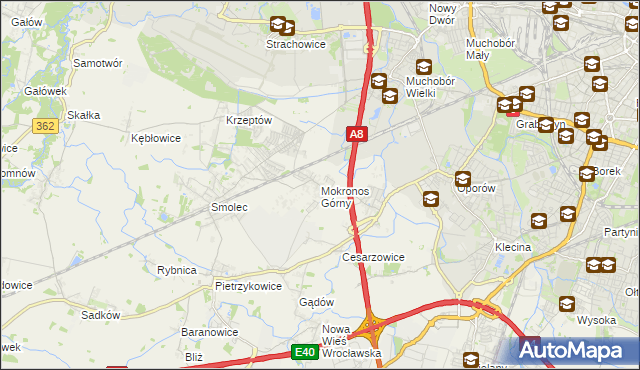 mapa Mokronos Górny, Mokronos Górny na mapie Targeo