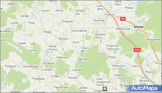 mapa Mokry Bór, Mokry Bór na mapie Targeo