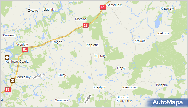 mapa Napraty, Napraty na mapie Targeo