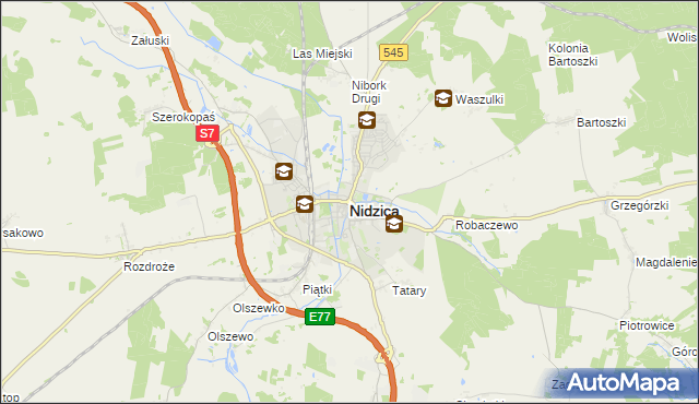 mapa Nidzica, Nidzica na mapie Targeo