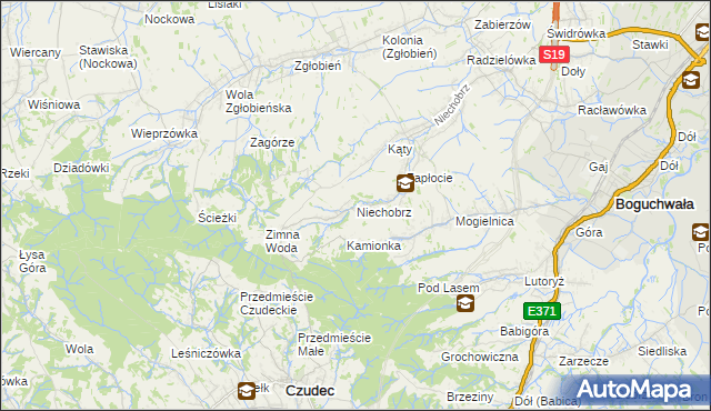 mapa Niechobrz, Niechobrz na mapie Targeo