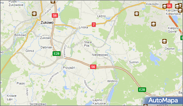 mapa Niestępowo, Niestępowo na mapie Targeo