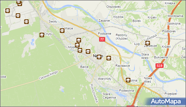 mapa Nisko, Nisko na mapie Targeo