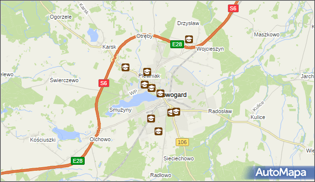 mapa Nowogard, Nowogard na mapie Targeo