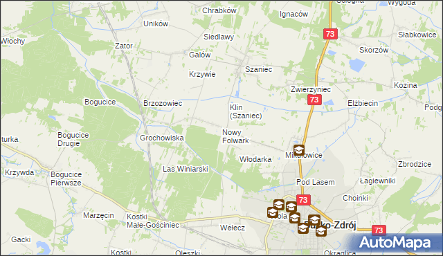 mapa Nowy Folwark gmina Busko-Zdrój, Nowy Folwark gmina Busko-Zdrój na mapie Targeo