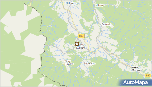 mapa Nowy Łupków, Nowy Łupków na mapie Targeo
