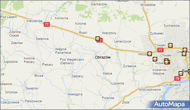 mapa Obrazów, Obrazów na mapie Targeo