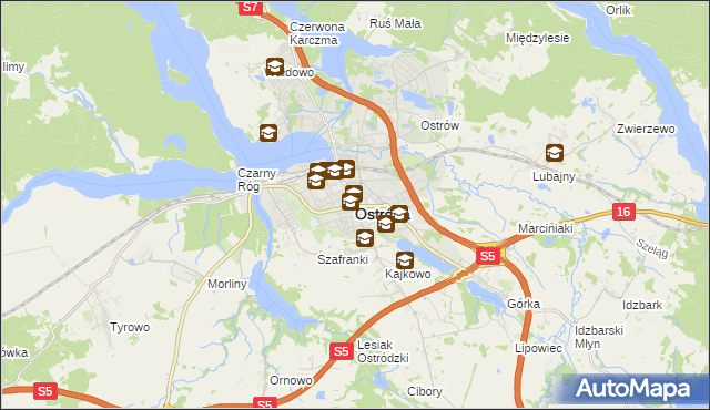 mapa Ostróda, Ostróda na mapie Targeo