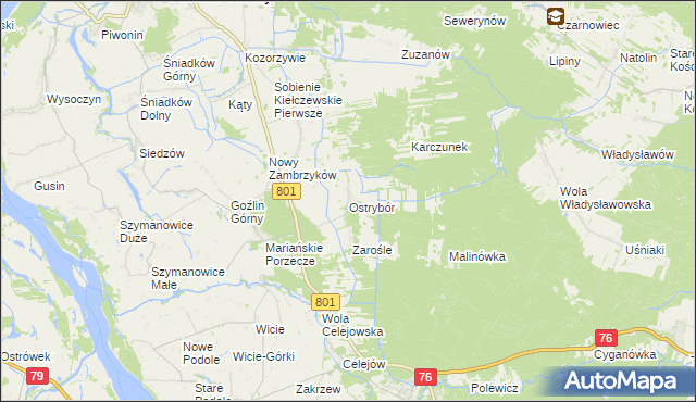 mapa Ostrybór, Ostrybór na mapie Targeo