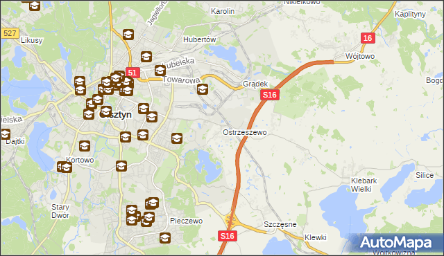 mapa Ostrzeszewo, Ostrzeszewo na mapie Targeo