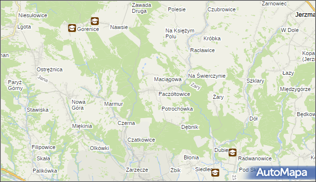 mapa Paczółtowice, Paczółtowice na mapie Targeo