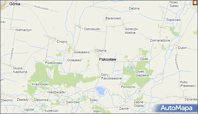 mapa Pakosław powiat rawicki, Pakosław powiat rawicki na mapie Targeo
