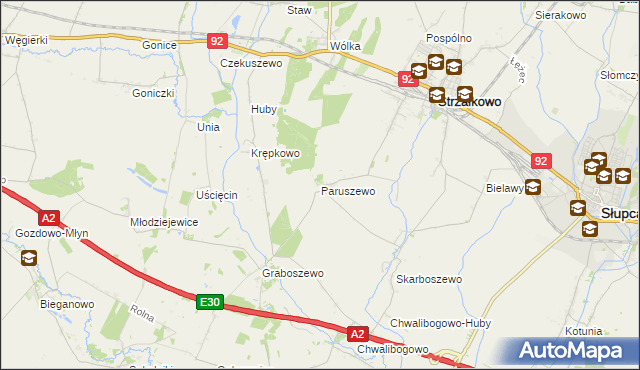 mapa Paruszewo, Paruszewo na mapie Targeo