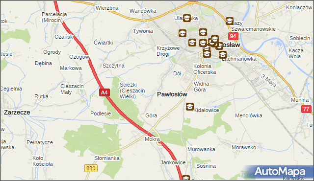 mapa Pawłosiów, Pawłosiów na mapie Targeo